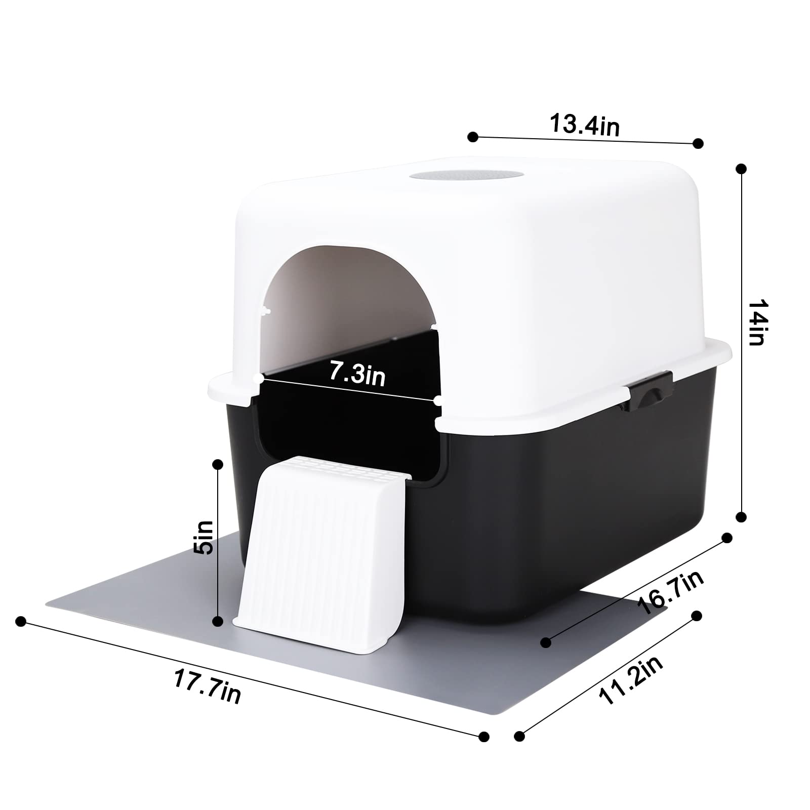 Sfozstra Cat Litter Box with Lid, Fully Enclosed SplashProof and Leak