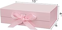 Vista 2 de Caja de Regalo Grande Rosa Magnética de 13"X9"X4" con Tapa y Cinta para Regalos