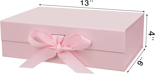 Miniatura 2 de Caja de regalo magnética rosa grande de 13 "X9" X4" con tapa y cinta para regalos