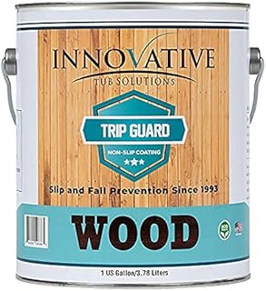 Wood Guard Anti Slip Coating for Wood, Decks, Stairs, Patios and Porch by Tub Guard, Clear, Roll-On, High-Traction Non-Slip Textured Coating to Prevent Slip Fall Accidents - 1 Gallon