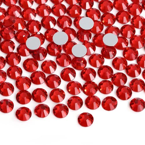 Image of Flatback Rhinestones Gems for Crafts 4.8mm SS20, Siam | Glue Fix, 576pcs Glass Rhinestones for Bedazzling, Clothes, Tumblers, Nail Art, Shoes, Bags, Caps & Accessories Decoration