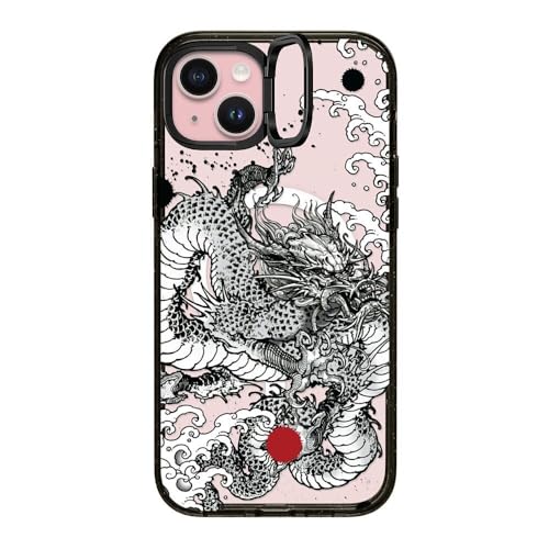 Coque iPhone 15 Plus CASETiFY antichoc anneau de support magnétique MagSafe Power Dragon Noir