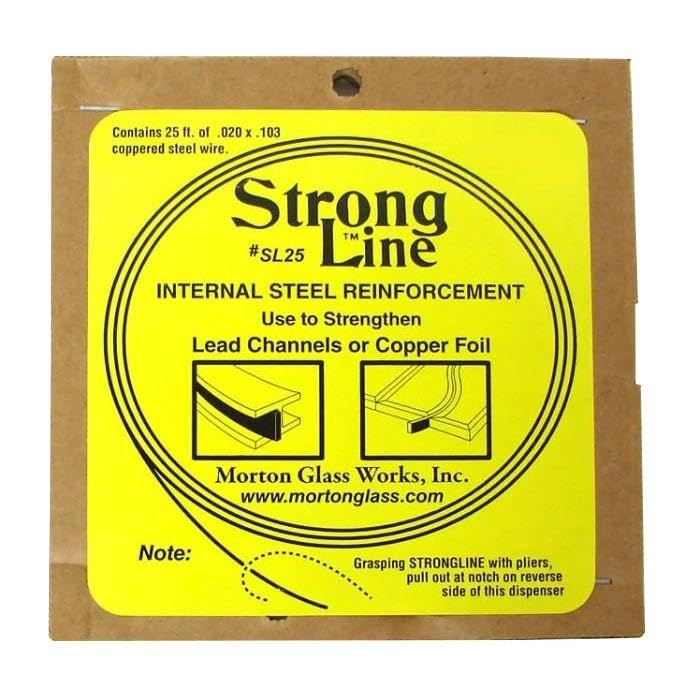 Strongline Reinforcement Strip – 25 Ft – Thin Coppered Steel Support for Glass Projects – Fits Most Lead Channels – Adds Strength to Copper Foil & Leaded Panels