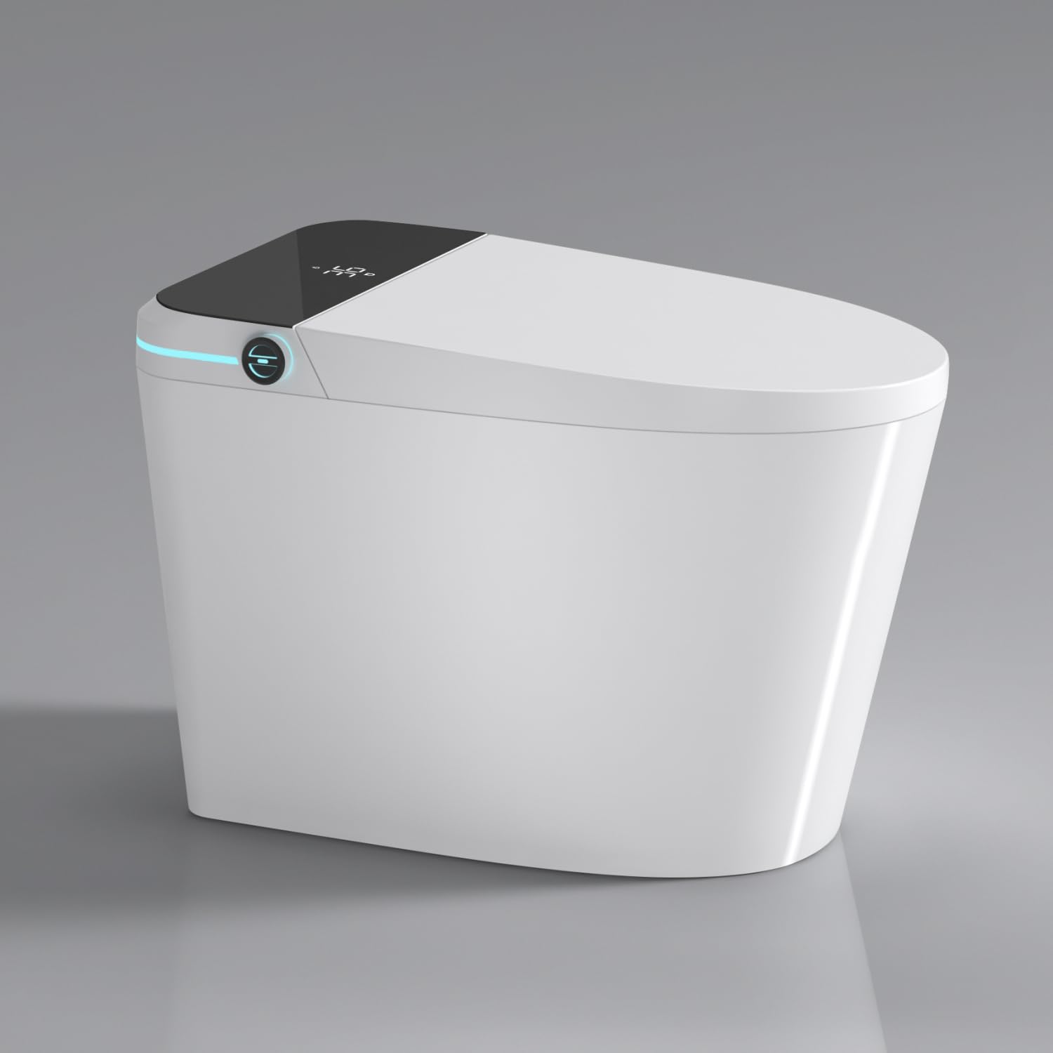 Modern Smart Toilet with Bidet Seat Built-in Porcelain White Auto Open/Auto Close Lid Foot Sensor Features Bathroom Upgrade