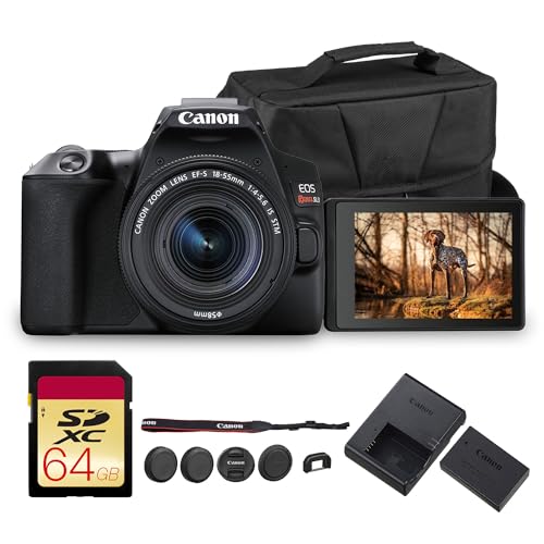 Canon EOS Rebel SL3 DSLR Camera with 18-55mm Lens (Black) | 24.1MP APS-C Sensor, Dual Pixel AF & 4K Video | Great for Beginners & Everyday Photography (3453C002) + 64GB Card + Bag