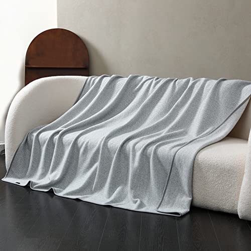 ACUSHLA Merinowolle Wolldecke Kuscheldecke 160x200 cm, Hellgrau – Ansicht 4