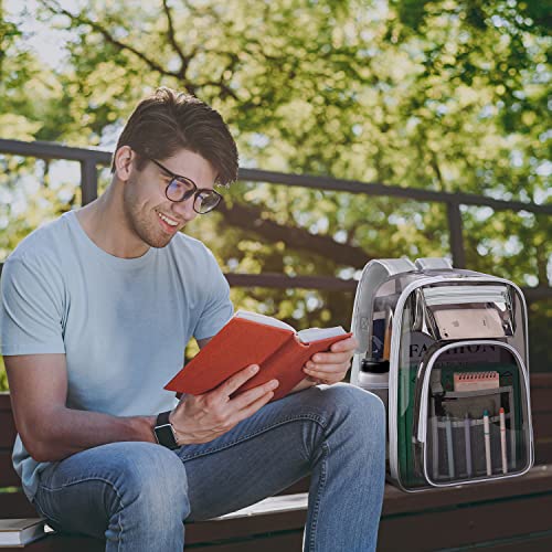 Clear Backpack, Heavy Duty TPU Transparent Backpacks Large See Through Bookbag with Reinforced Strap for School, Stadium, Security, Work, Travel, College, Sporting Events, Concert (Grey)3