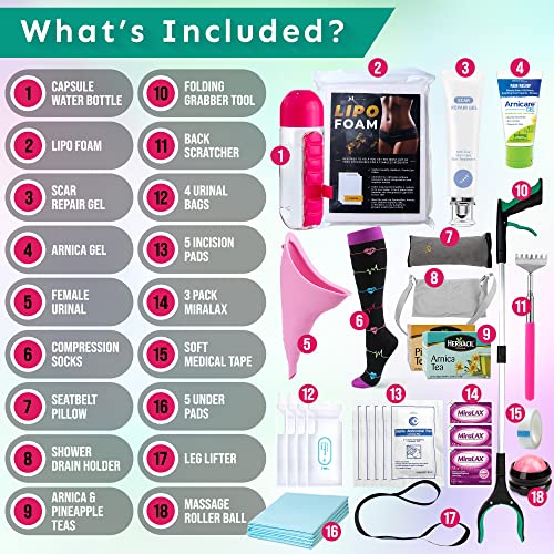 Tummy Tuck Post Surgery Supplies Kit - Silicone Scar Cream, Drain Holder, Arnica Gel And Bromelain Tea For Bruising And Swelling, Lipo Foam Pads | Mommy Makeover Abdominoplasty Surgical Recovery #TOP1