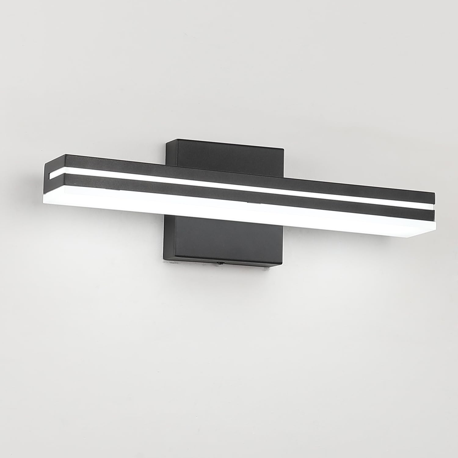 SineRise 16-Inch LED Modern Bathroom Vanity Light Bar Matte Black Modern Acrylic Bathroom Wall Lighting Fixtures Over Mirror