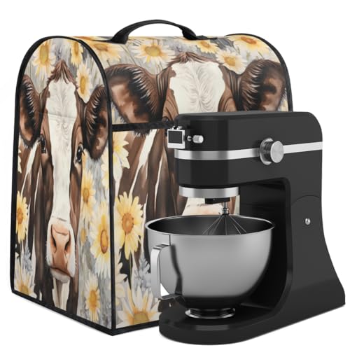 Coffee Maker Cover Flower Cow Kitchen Appliance Covers Small Appliance Covers Blender Cover Juicer Cover Dust Covers for Kitchen Appliances with Top Handle and Pockets,Washable,C843