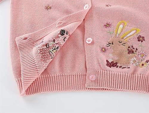 Connectyle Girls' Crewneck Cardigans Sweater Cotton Long Sleeve Button Knit Top3