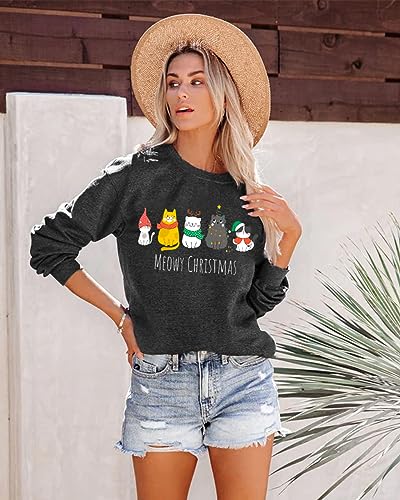 Christmas Sweatshirts For Women Cute Cat Shirts Ugly Christmas Shirt Funny Xmas Long Sleeve Holiday Pullover Tops 3 Christmas Sweatshirts For Women Cute Cat Shirts Ugly Christmas Shirt Funny Xmas Long Sleeve Holiday Pullover Tops - Image 4