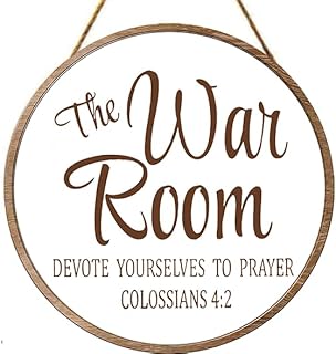 Rustic Wooden War Room Sign - Colossians 42 Prayer Bible - Kitchen Cafe Pub Decor, Wall Plaque Art - Diameter 12''