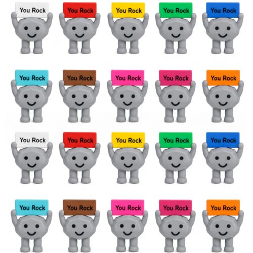 Meanovate 20Pcs Mini You Rock Figures Mini You Rock Stone Figurines Positive Gifts Birthday Encouragement Motivational Gifts for Colleague Teacher Coworker Staff (20)