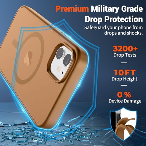 Image of SUPFINE Magnetic for iPhone 11 Phone Case(Compatible with MagSafe)(Military Grade Drop Protection) Slim Translucent Matte Shockproof with Anti-Fingerprint Phone Case,Brown