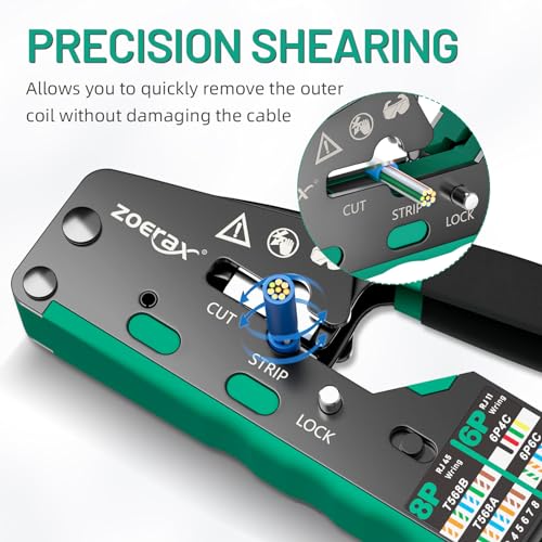 Image of RJ45 Crimping Tool Ethernet Crimp Tool Crimper, Green