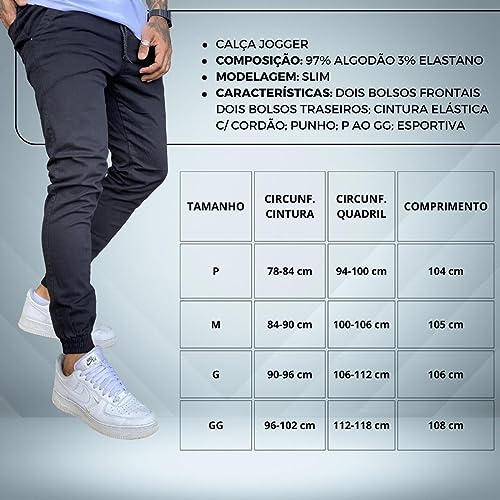 Kit 2 Calça Jeans Masculina Jogger Com Punho (M, PRETO E PRETO)