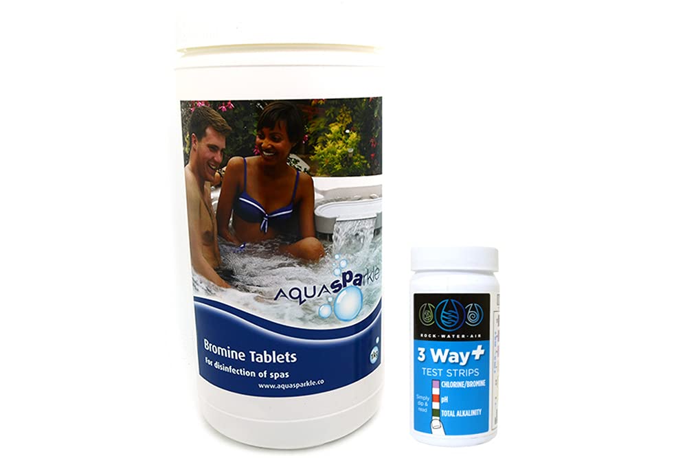 AquaSPArkle Bromine Tablets with 50 Test Strips - Sold by Pool and Spa Centre