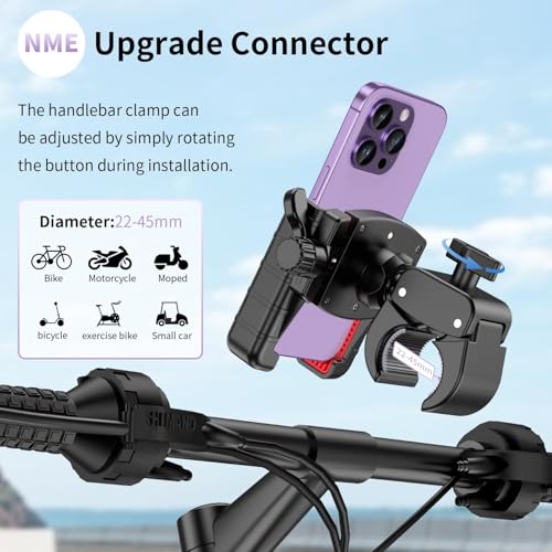 Image of Motorcycle /Bike Phone Mount, 360 Rotating Shockproof Handlebar Holder - Camera-Friendly Design for iPhone & Android (4.5-7.0 - Fits Electric Scooters, Dirt Bikes, Mountain Bikes