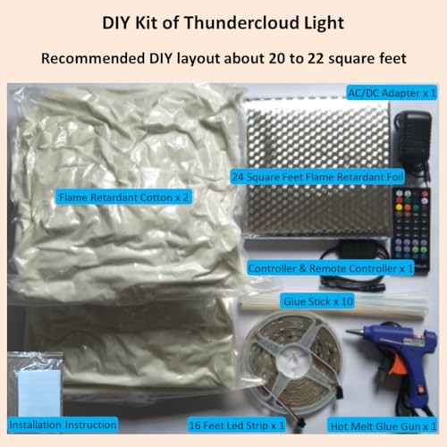 Image of Creative 3D Thundercloud LED Light,DIY Cloud Atmosphere Light Colorful Changing Sync with Music,Decoration for Gaming Room Ceiling Bedroom Bar Club,Recommended Layout 20 to 22 Square Feet