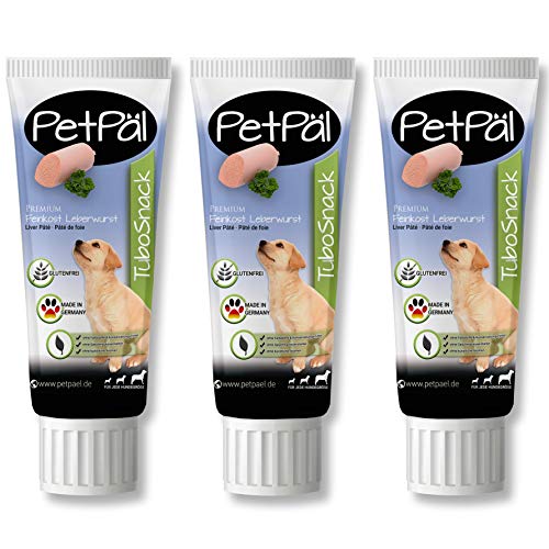 Saucisse de Foie pour friandises de « Snack Tubo Délicieux Desserts Chien Snack fabriqué en Allemagne – Facile à saisir sans polluer Les Mains – 3x75g