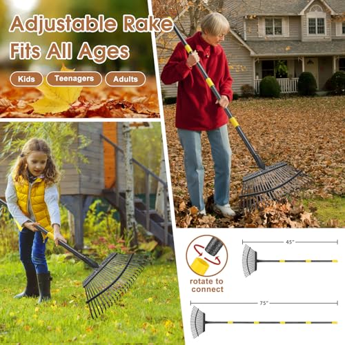 Rastrillo de hojas metálico ajustable 18 pulgadas miniatura 2