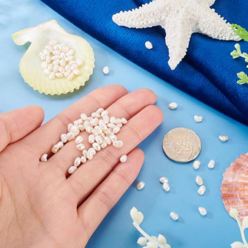 Image of Beadthoven Natural Freshwater Cultured Pearls 3.5-4.5mm Irregular Potato Gets Beads Oval Rice Loose Beads Charms for DIY Bracelets Necklace Earrings Home Party Decoration Hole