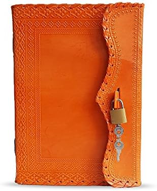 Craftezo Leather Journal With Lock And Key, Writing Pad Blank Notebook Handmade Notepad Men - View #5