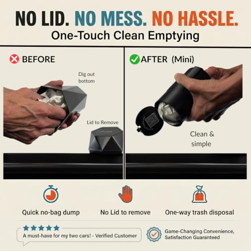 Image of Trash Trapper Car Trash Can Cup Holder | Mini Car Trash Can | Fits in Most Doors | 5.1 inch x 2.9 inch | Traps More & Empties Less, Patent-Pending Compaction, 250th Anniversary Edition, Black /Red-White-Blue