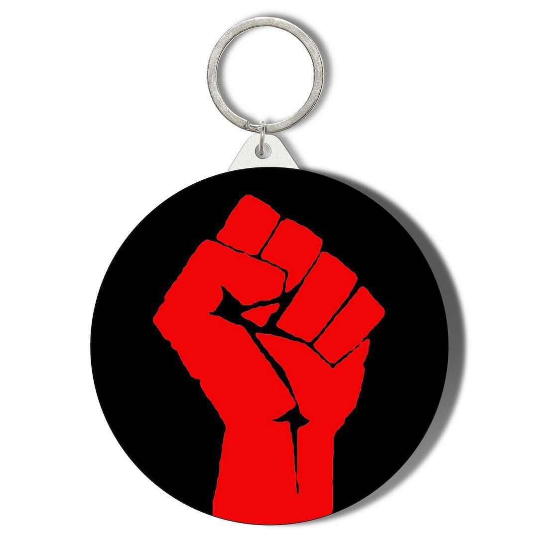 Gift Insanity White Red Fist On Black Background 45Mm Short Chain Mirror Keyring