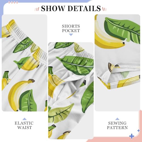 Bananas Green Leaves Boys Pants Girl Sleep Pants Long Trousers Elastic Waist Lounge Bottoms S4