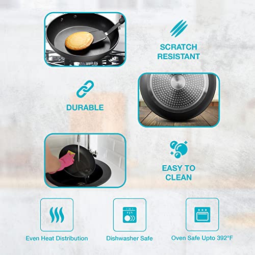 Nonstick Frying Pan - Kitchen Cookware Set 10” Hard Anodized Skillet, Lid And Silicone Spatula - Egg Pan - Non Stick Frying Pans For Cooking - Gas, Electric, Oven Or Induction Cookware Kitchen Set #TOP6