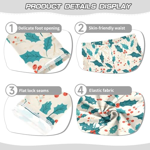 KLL Christmas Holly Berries Toddler Girl Athletic Leggings Fashion High Waisted Yoga Pants Gym3