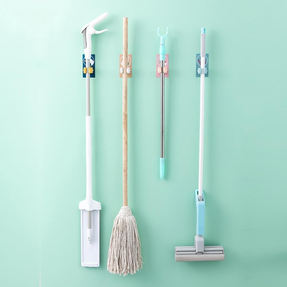 2 Pack Broom Holder Wall Mount Cartoon Ainimal Tool Organizer Garden Garage Storage Rack Laundry Room Organizer Essentials