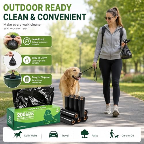 Image of Sherr 100 Boxed Rolls 20000 Counts Dog Poop Bags Bulk Leak Proof Dog Waste Bags Pet Doggy Waste Poop Box Universal for Puppy Pets Outdoor Walking and Travel, 100 Rolls of 200