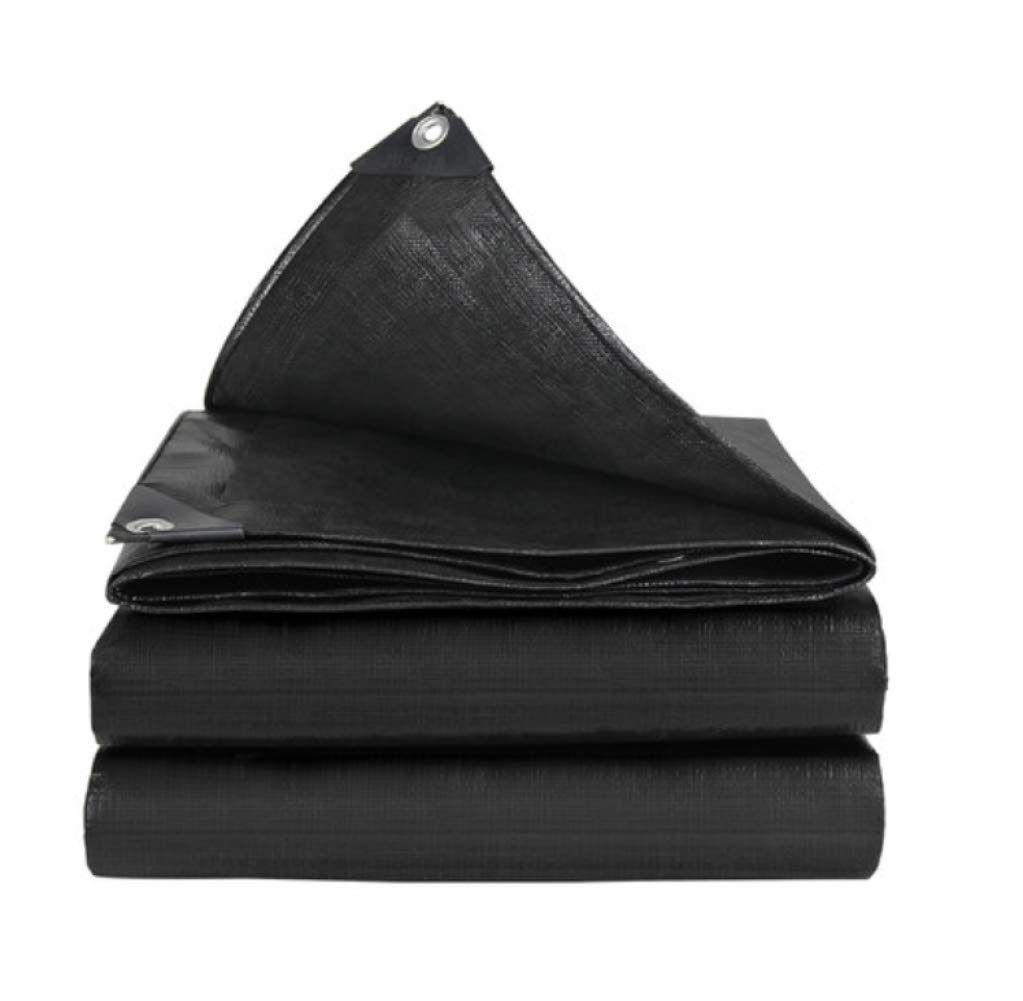 Jhnea Black Tarps Heavy Duty Waterproof Tarpaulin Cover, Poly Tarp Cover,12Mil Thick, Rip Proof Tarpaulin With Grommets And Reinforced Edges,_2*2M(6 X 6Ft)