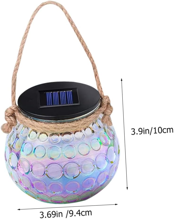 2pcs Elegant Solar Jar Light Hanging Design Outdoor Garden Decor Rechargeable Lantern