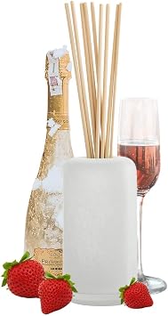 SpaRoom Handblown Glass Reed Diffuser - Strawberry Prosecco - Great Aromatherapy Diffuser for Office Decor, Apartment Decor, and Room Decor