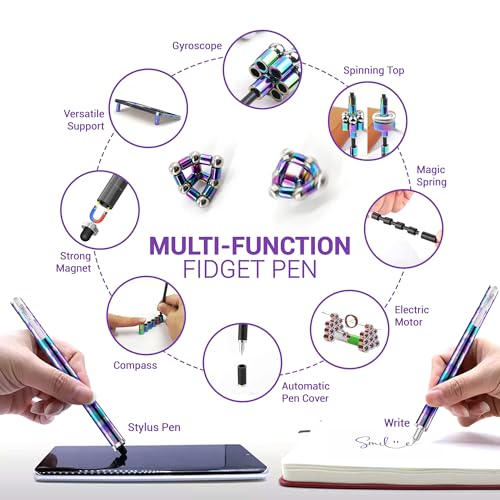 Elegancy Fidget Pen w/ Magnetic Balls | Deformable Decompression Magnetic Pen Fidget Toy | Stress Relief Multi-Functional Ballpoint Pens | Cool Stuff Magnets for Kids - Image 4