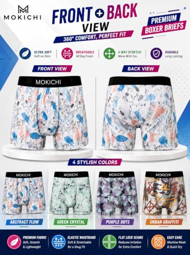 Image of Men's Printed Trunks | Boxer Brief Underwear with Broad Elastic Waistband and Contoured Pouch | Multicolour, Pack of 4