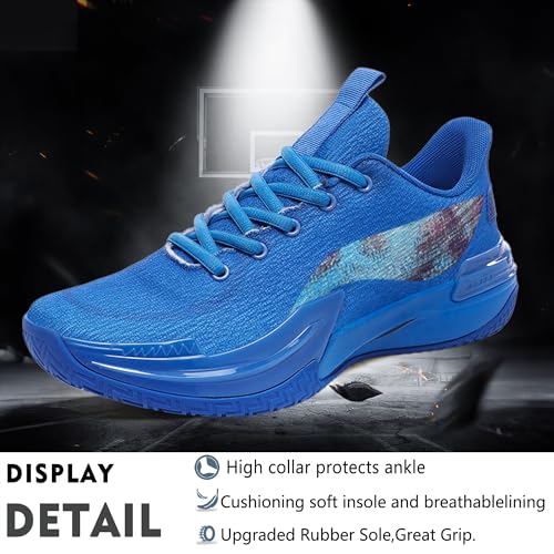kniaiwx Men Graffiti Basketball Shoes High-Top Sports Shoes Anti-Slip Rubber Soles Indoor Outdoor Sports Running Training Streetwear Blue Size 10.5 by kniaiwx - Image 2