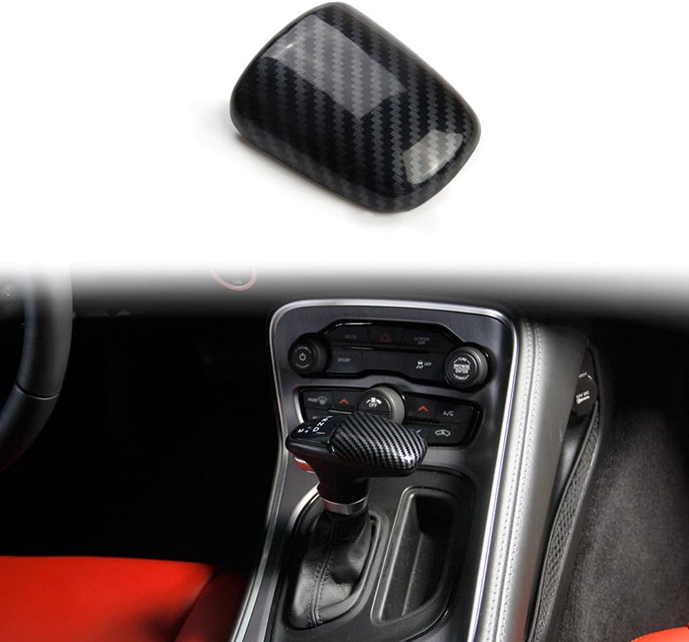 JSTOTRIM Carbon Fiber Gear Shift Knob Cover Sticker Head Trim for Dodge Challenger 2015-2023