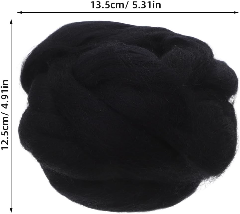 CORHAD 1 Pack Needle Felting Wool: Wool Roving - 100 g Wet & Dry Felting Fiber for DIY Craft Materials, Art and Hand Spinning Blending, Needle Supplies Kit Black