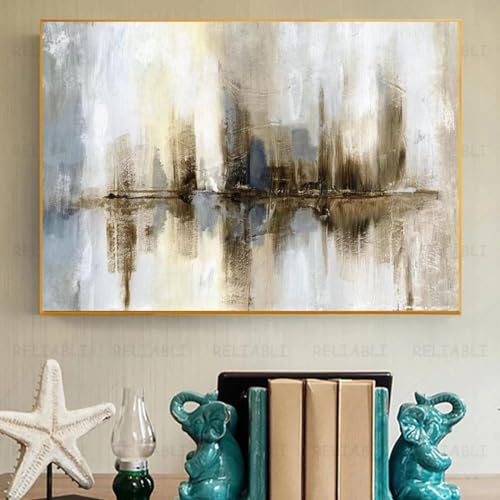 Toile ville dorée impression paysage moderne déco salon chaleureux
