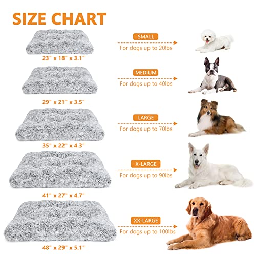 Siwa Mary Medium Dog Bed Mat Crate Pad, Dog Beds For Medium Large Small Size Dogs/Cats, Fluffy Plush Soft Washable Pet Bed, Deluxe Comfy Kennel Pad, Cozy Warm Non-Slip Pet Sleeping Mat, Anti Anxiety #TOP5