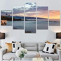 SIGNWIN 5 Panel Canvas Wall Art Skyline Sunset for Home Decorations Ready to Hang - 60