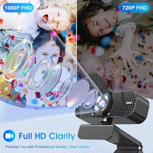 1080P HD Webcam with Microphone, Wide-Angle Lens, Auto Light Correction, Plug & Play USB Webcam for Laptop, Desktop, PC, Mac, Zoom, Skype, Streaming Black - Image 3