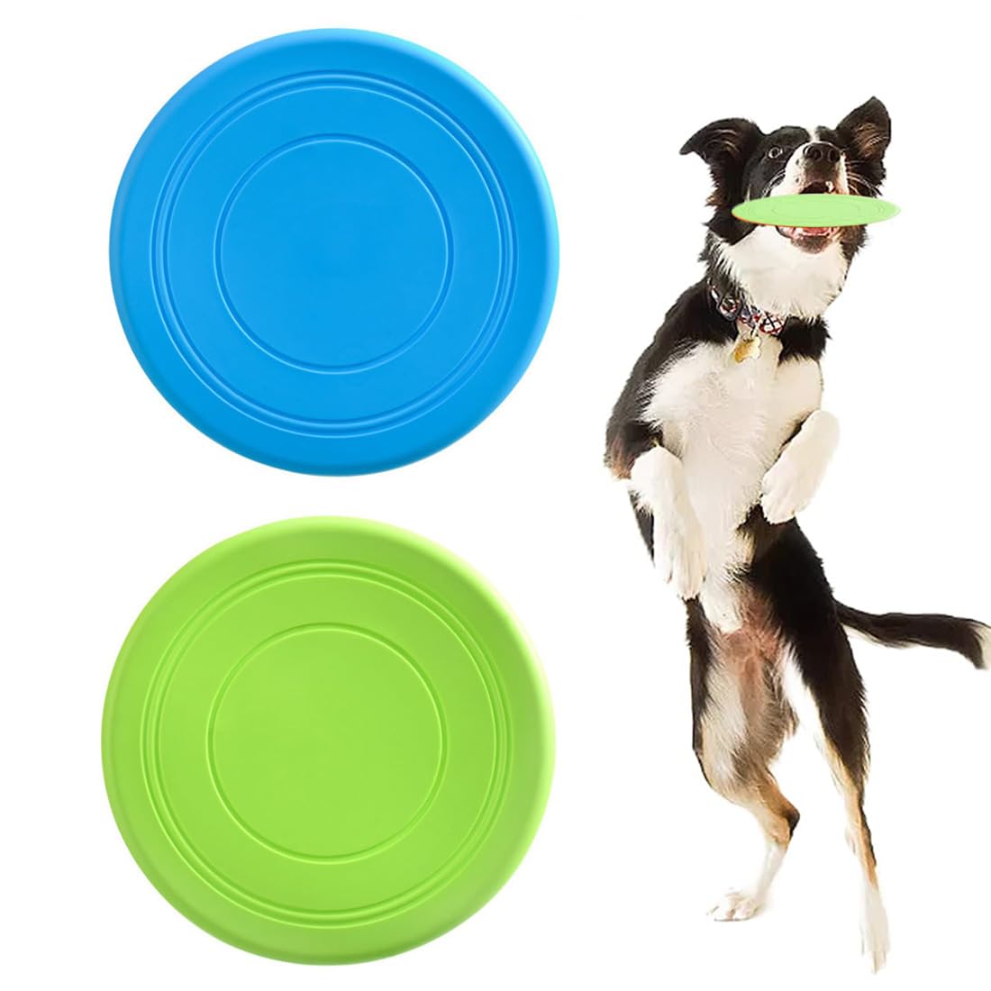 2 PCS Frisbees pour Chien, Disque Chien, Jouet Interactif Frisbee, Disque Volant en Caoutchouc pour Jeux Sport Exercice Activité et Jeu en Plein, pour Grand Et Moyens Chiens
