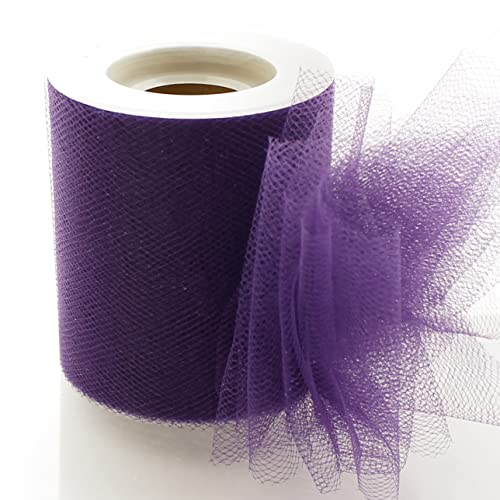 Image of 3 inch Premium Tulle Fabric Roll for Crafts, Wedding, Party Decorations, Gifts - Plum 25Yard Spool
