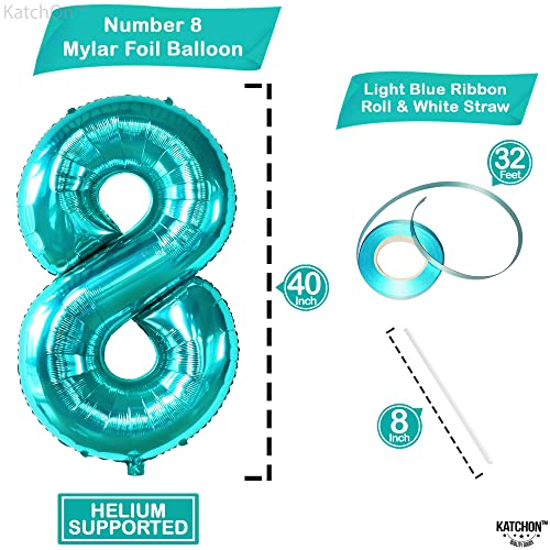 Image of KatchOn Giant Blue Teal Number 8 Balloons-40 Inch, Happy 8th Birthday Decor